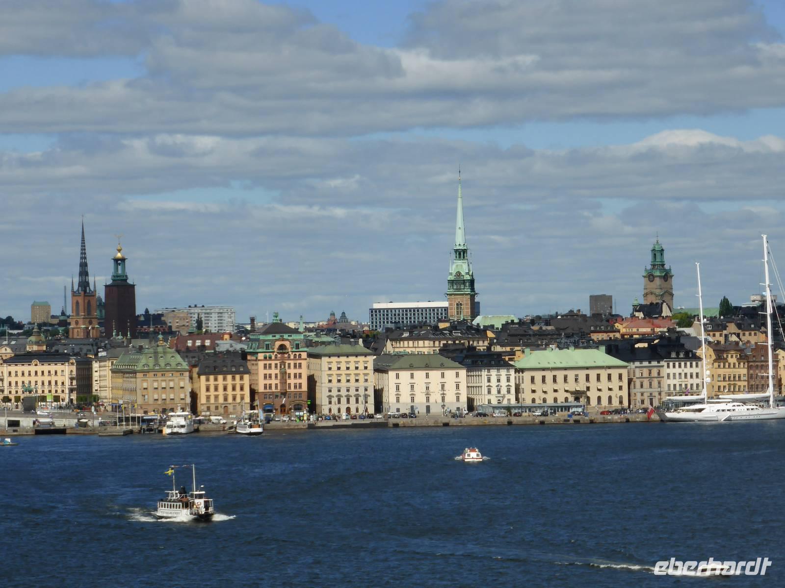Blick von der Süderinsel auf die Stockholmer Altstadt