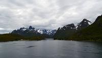 173 Lofoten, im Raftsund, Blick zum Trollfjord