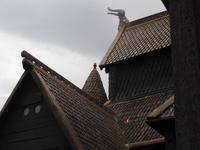 Detail der Stabkirche von Lom