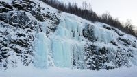 Von Tromsø nach Kiruna - an der E8 im Lavangsdalen - gefrorene Wasserwelten