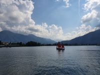 Blick über den Tegernsee zu den Blaubergen