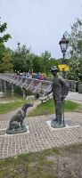 Gmund, Brücke über die Mangfall, Denkmal Thomas Mann mit Hund