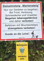 Wegwarnung Mariensteg am Achensee 