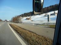 Auf unserer Hinfahrt erleben wir Schnee und reichlich Sonne.