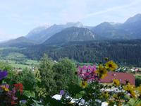 Ein erster Blick von Hotel zum Dachsteinmassiv