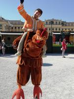 Wir treffen auch einen Hahn