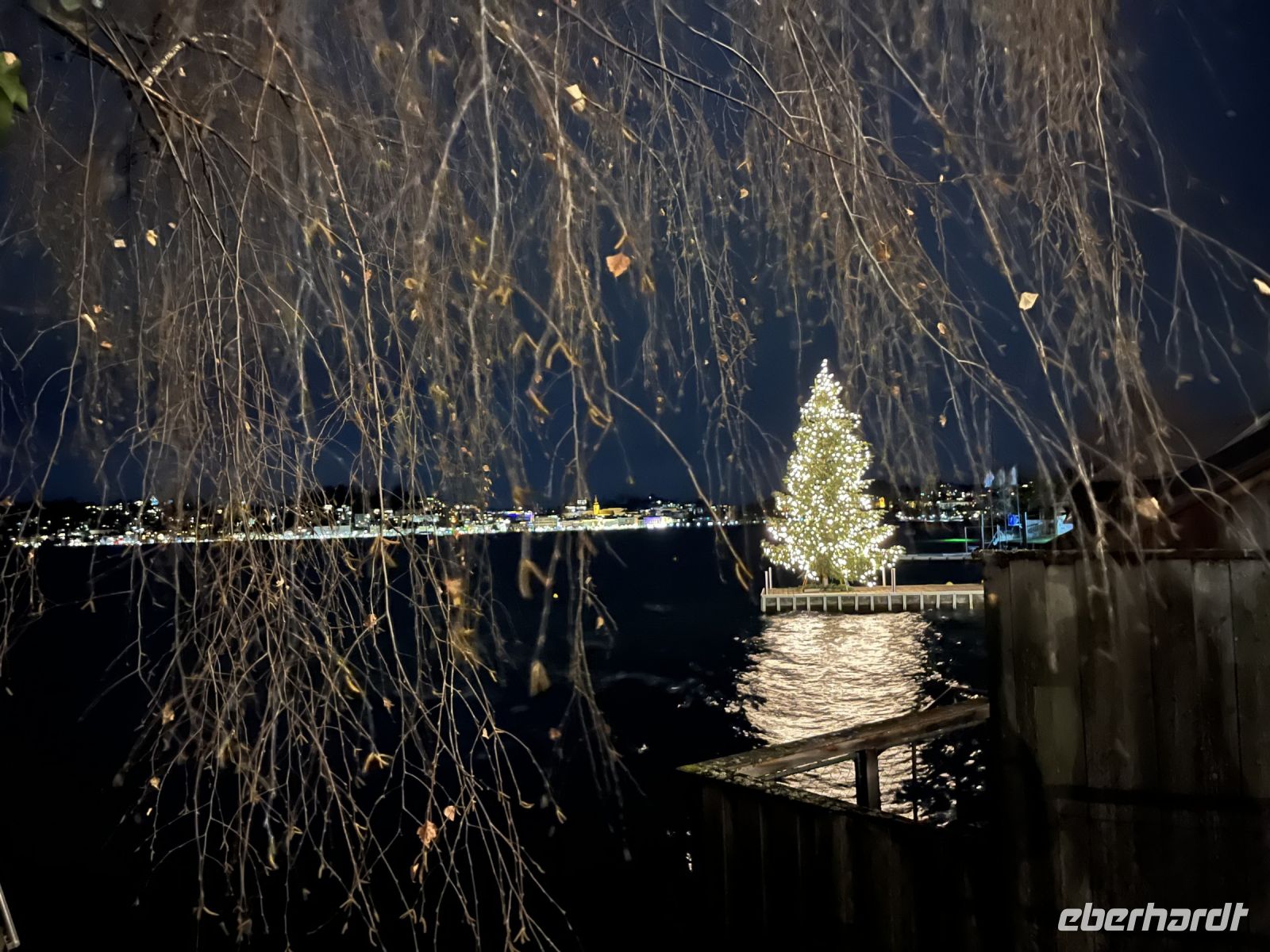 Im Hintergrund die Lichter von Gmunden