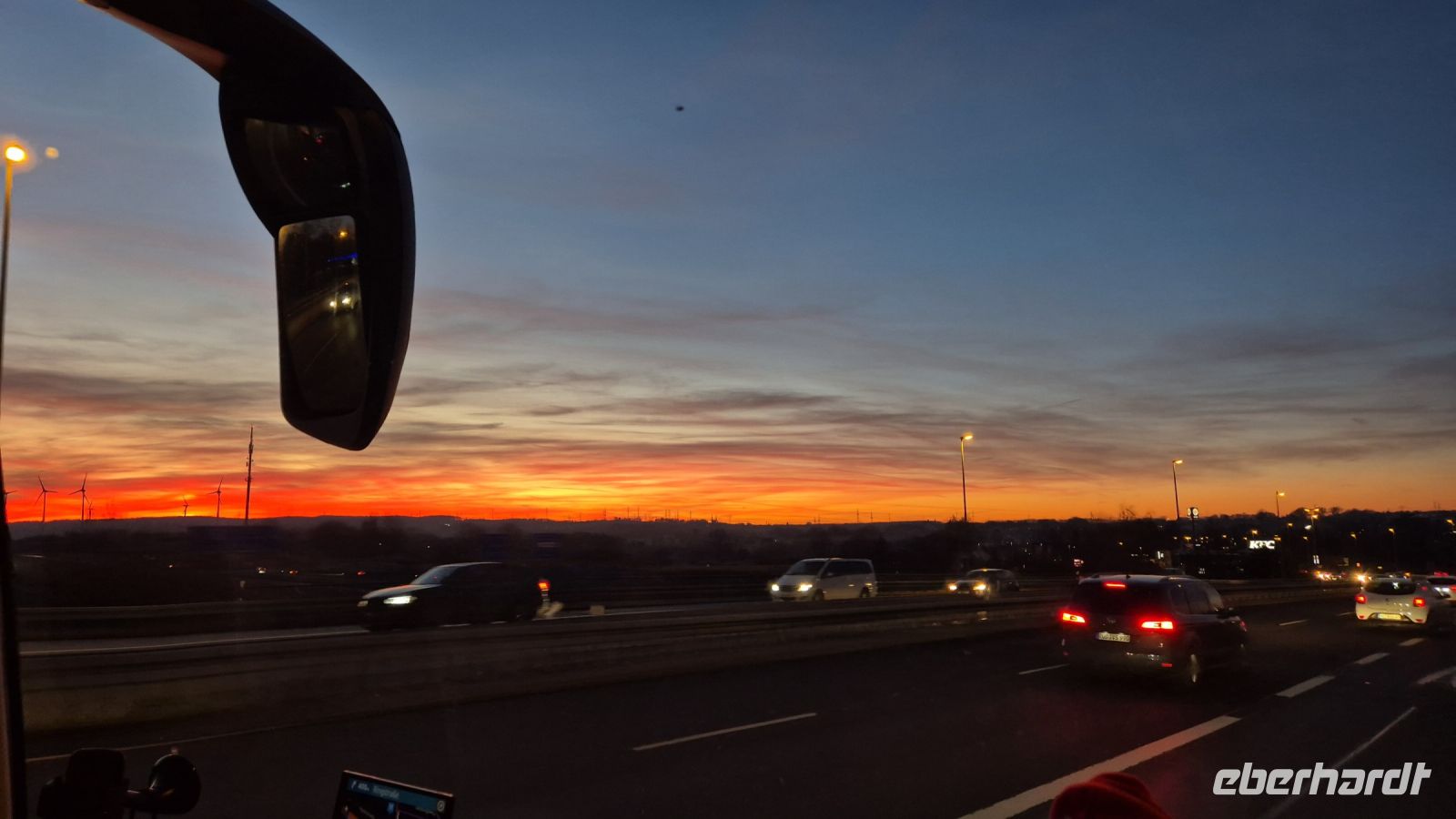 Heimreise mit tollem Sonnenuntergang