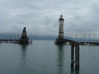 Hafeneinfahrt in Lindau mit Bayrischen Löwen