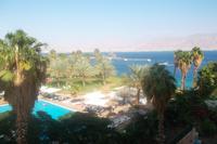 Blick vom Hotelfenster Eilat auf das Rote Meer