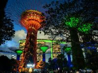 Gigantische Supertrees vor dem Marina Bay Sands Hotel in Singapur