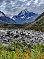 Wir laufen im Mount Cook Nationalpark auf den höchsten Gipfel Neuseelands zu