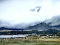 Lake Tekapo mit der kleinen Kirche des guten Hirten