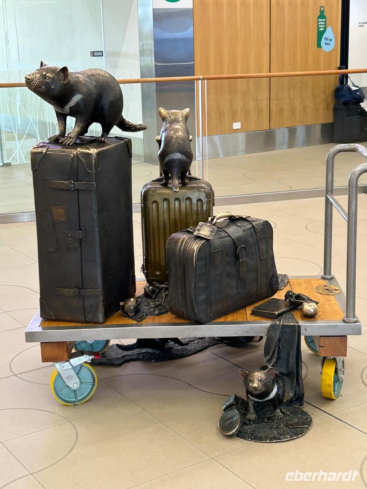 Begrüßung am Flughafen von Hobart