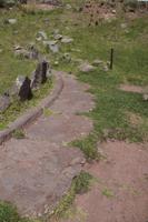 Die Stufe am Sonnentempel von Sillustani ist fein gearbeitet