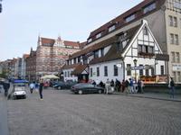 Schön restaurierte Häuser in der Speicherstadt von Gdansk