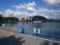 Lötzen, Passagierhafen mit neuer Brücke im Hintergrund