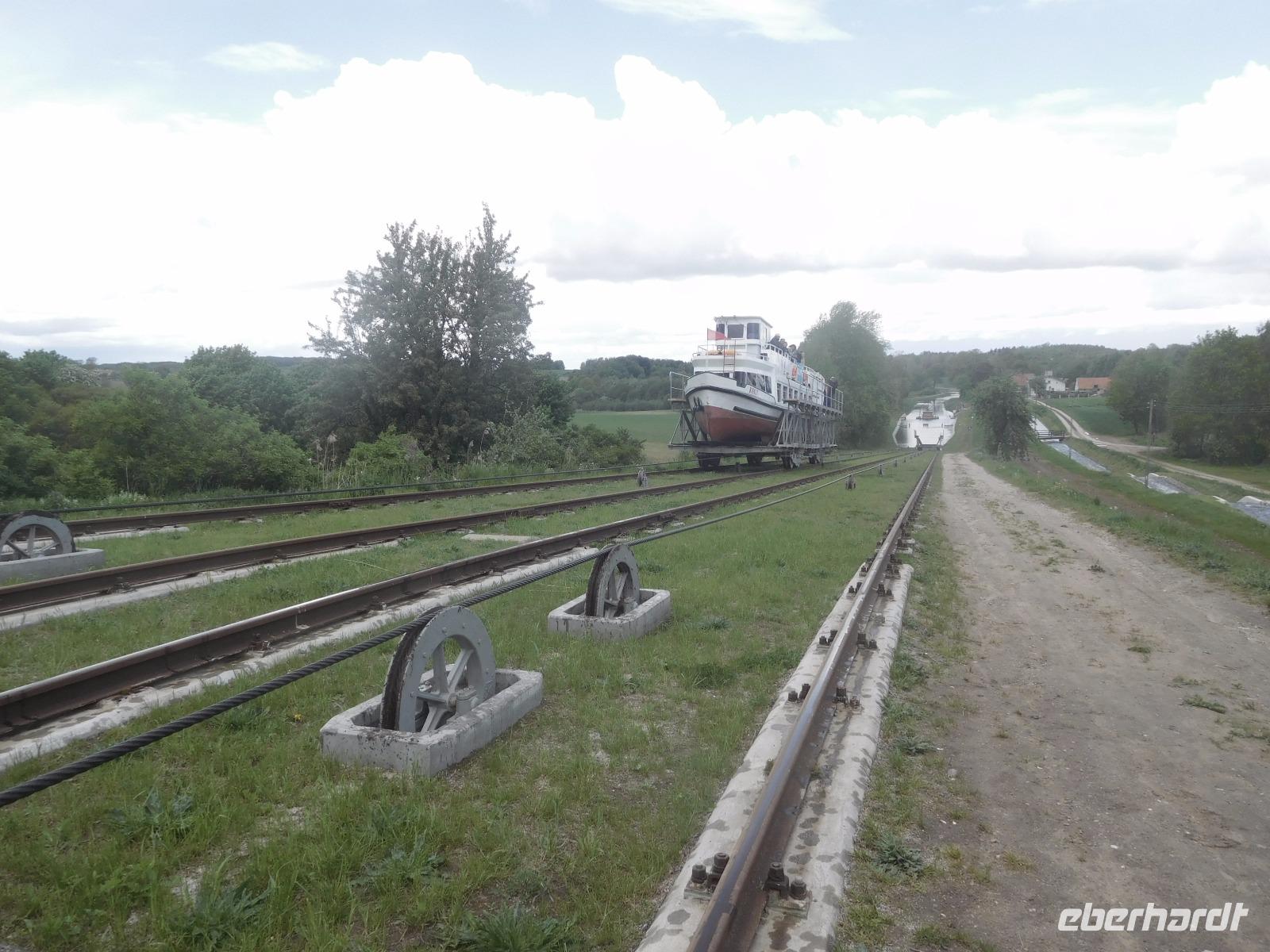 Besichtigung des Ebenenwechsels eines Schiffes am Oberländer Kanal