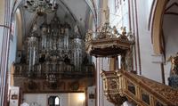 Kamien Pomorski Kathedrale Orgel und Kanzel
