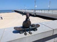 Skater-Vogel in Kolberg vor der Seebrücke