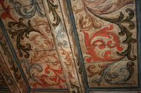 Alte Holzbalkendecke im Restaurant