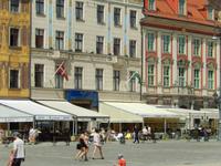 Wieder am Rynek - die sächsische Flagge