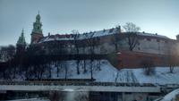 Die Wawelanlage im verschneiten Krakau
