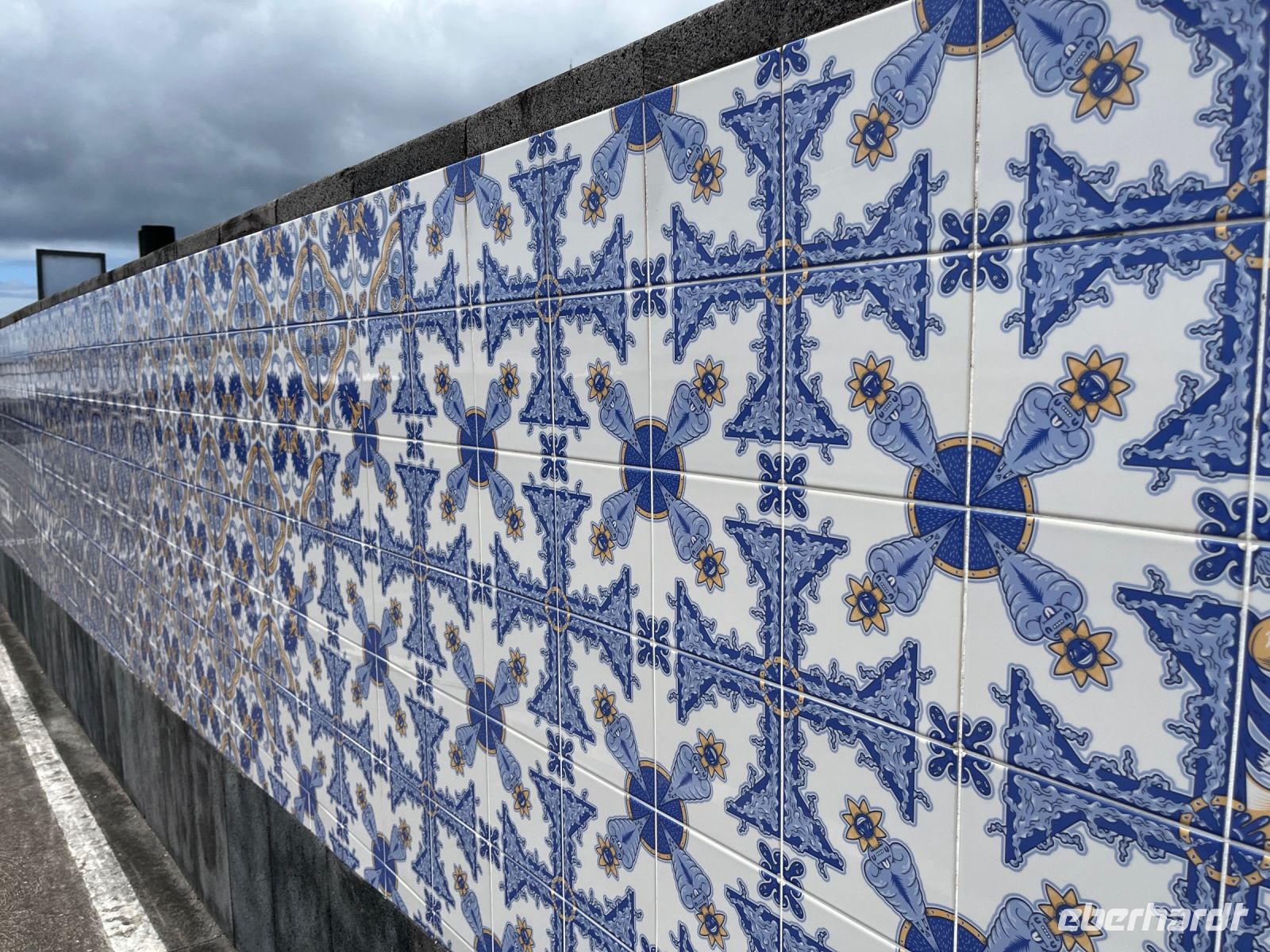 Fliesen am Hafen, Ponta Delgada, São Miguel, Azoren, Portugal