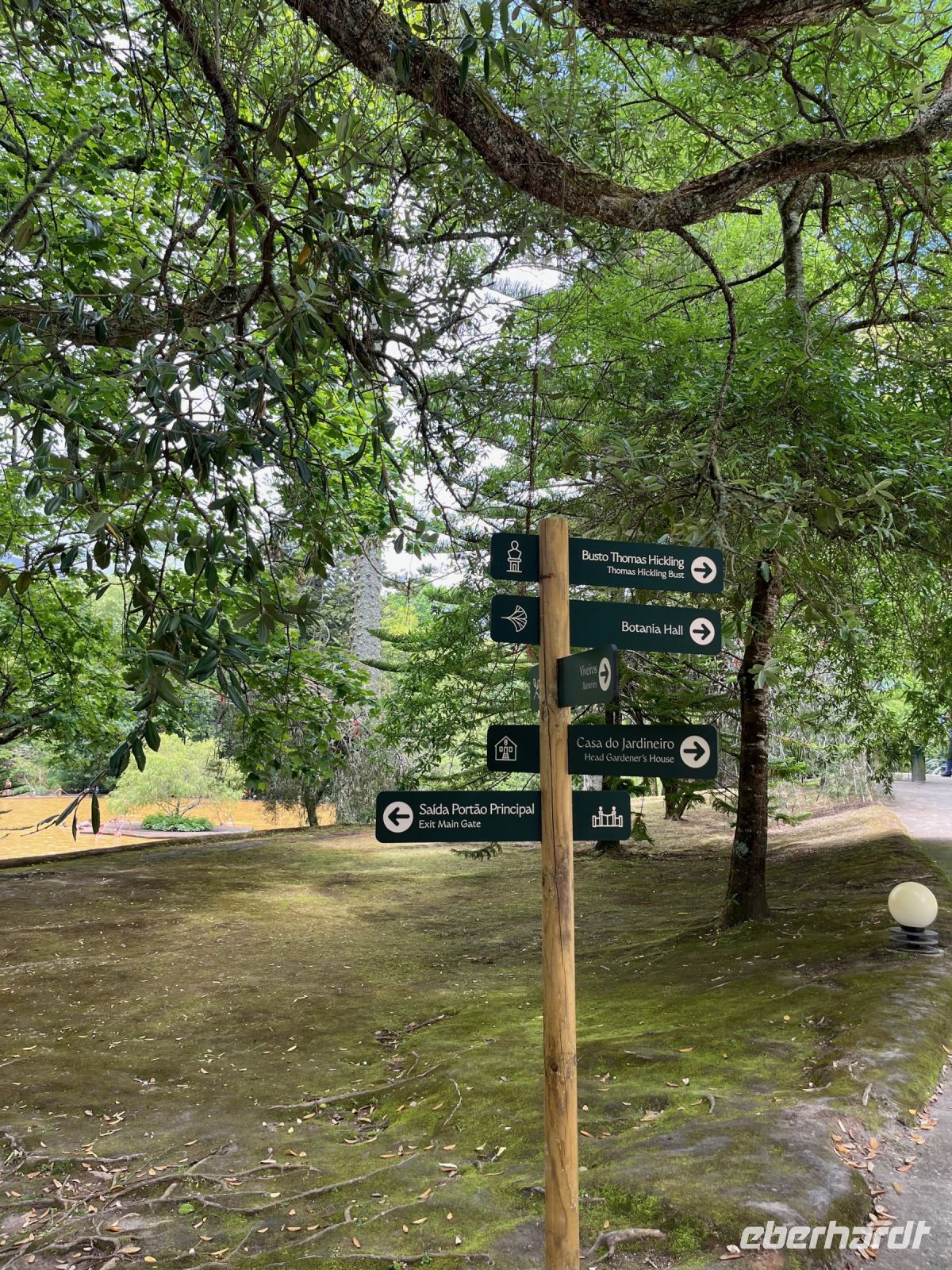 Beschilderung im Park Terra Nostra, Furnas, São Miguel, Azoren, Portugal