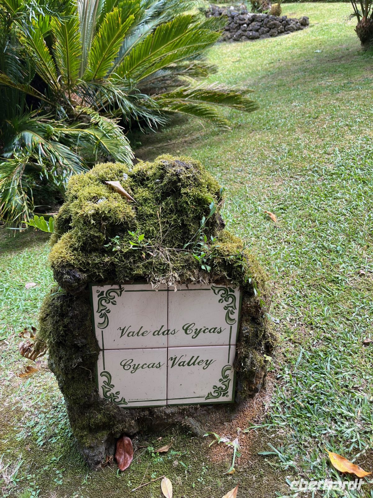 Beschilderung im Park Terra Nostra, Furnas, São Miguel, Azoren, Portugal
