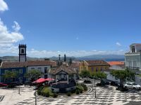 Blick von der Kirche Igreja Matriz de Nossa Senhora da Estrela, Ribeira Grande, São Miguel, Azoren, Portugal