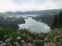 Lagoa Sete Cidades - Laugoa Azul und Lagoa Azul von Miradouro da Vista do Rei