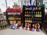 Große Auswahl der Liköre in „Mulher do Capote“ - São Miquel, Azoren