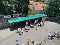 Abfahrt für die Korbschlitten