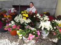 Funchal - Blumenverkäuferin vor der Markthalle