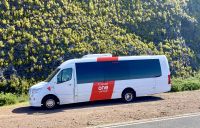 Unsere Busfahrerin Angela erwartet uns geduldig 