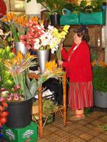 Blumenfrau in der Markthalle