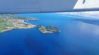 Flug von Faial zurück nach Sao Miguel, unten Horta, der Kanal und Pico