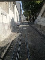 Strecke einer Standseilbahn in Lissabon