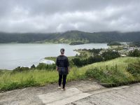 Blick auf den Kratersee Lagoa Azul