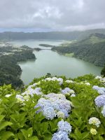 Blick auf den grünen und den blauen See