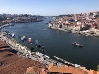 Porto Portweinboote vor der Promenade Cais de Gaia