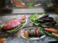 Fischvitrine im Restaurant Reis Macos