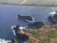 Blick zum Leutturm Ponta da Barca vom Flugzeug aus