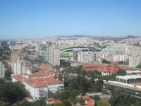 Anflug Lissabon mit Stadion von Sporting Lissabon