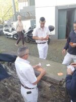 Carreiros beim Kartenspiel während der Pause