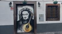 Madeira, Funchal, Rua Santa Maria mit Türbildern