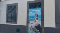 Madeira, Funchal, Rua Santa Maria mit Türbildern