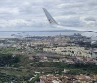 Vasco da Gama Brücke beim Landeanflug Lissabon