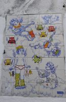 Unkonventionelle Kachel-Streetart